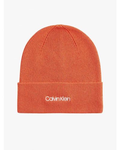 Kašmírová vlnená čiapka Calvin Klein oranžová