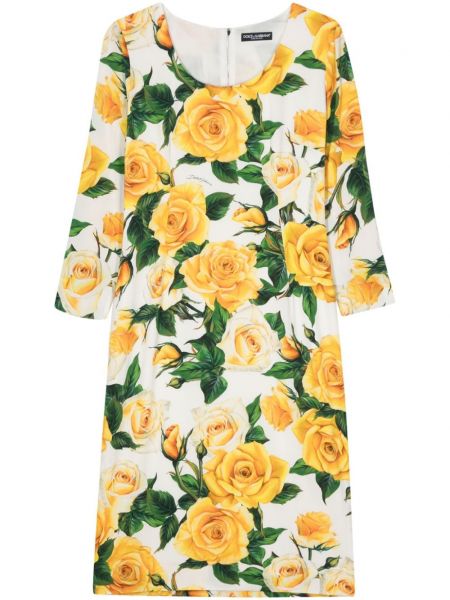 Virágos selyem ruha nyomtatás Dolce & Gabbana