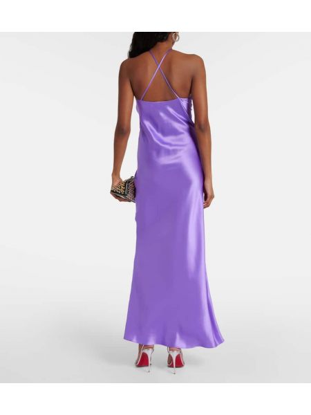 Rochie lunga de mătase cu model floral Rodarte violet