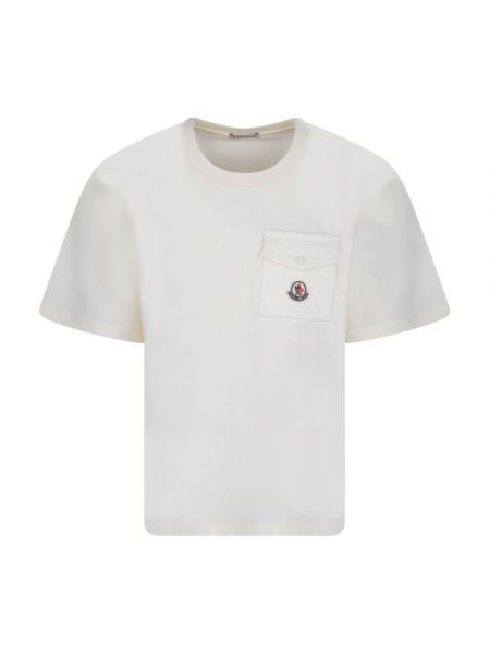 Koszulka z kieszeniami tweedowa Moncler biała