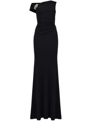 Křišťálové asymetrické večerní šaty Alexander Mcqueen černé