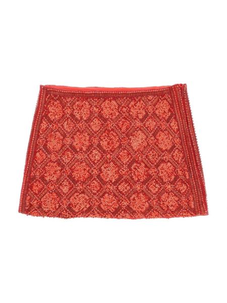 Czerwona haftowana mini spódniczka z cekinami Retrofete