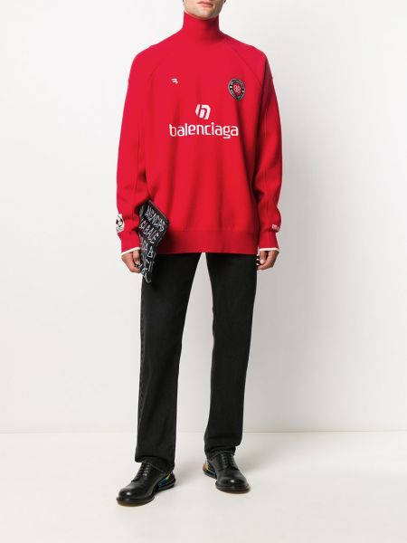Dzianinowy sweter Balenciaga czerwony