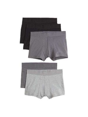 Комплект трусов-боксеров H&M Cotton Boxer Shorts, 5 предметов, серый/черный