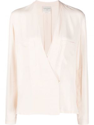 Блуза с v-образно деколте с джобове Forte_forte бяло