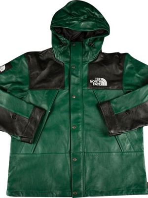 Кожаная куртка Supreme зеленая