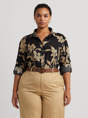 Camisa de lino Lauren Ralph Lauren Woman negro