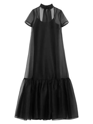 Платье с высоким воротником Staud черное
