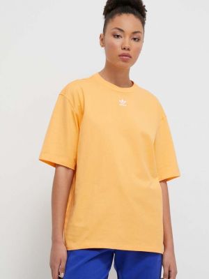 Хлопковая футболка Adidas Originals оранжевая