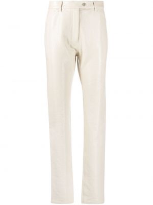 Pantaloni di pelle slim fit Courrèges bianco