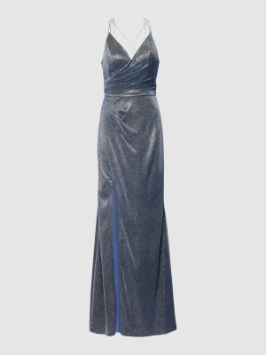 Sukienka wieczorowa z dekoltem w serek Unique błękitna