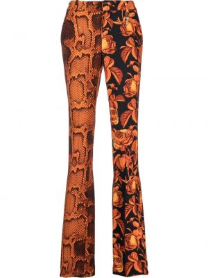 Прав панталон на цветя с принт Roberto Cavalli оранжево