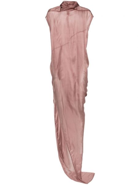 Μεταξωτή φόρεμα με σκίσιμο Rick Owens ροζ