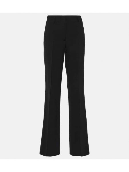 Μάλλινο παντελόνι με ίσιο πόδι με ψηλή μέση Dries Van Noten μαύρο
