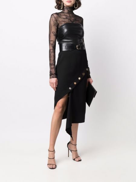 Midi sukně s knoflíky Alexander Mcqueen černé
