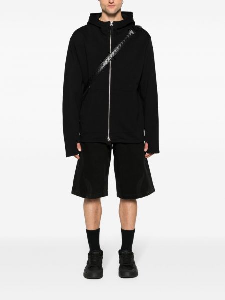 Medvilninis siuvinėtas džemperis su gobtuvu Helmut Lang juoda