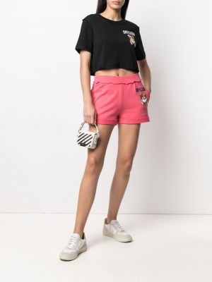 Pantalones cortos con bordado Moschino rosa