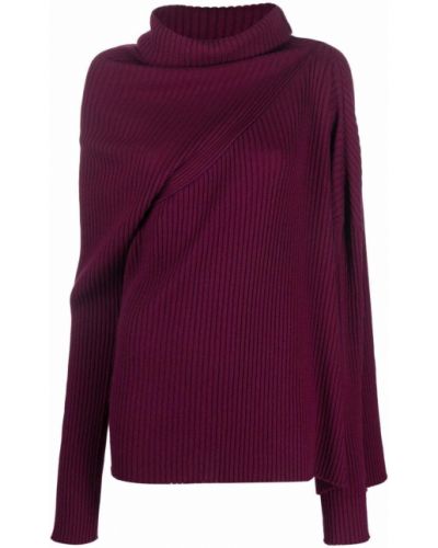 Asymetrický sveter z merina Marques'almeida fialová