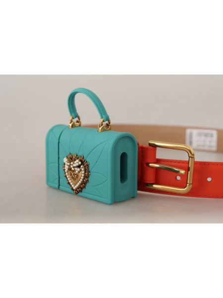 Cinturón de cuero con corazón Dolce & Gabbana naranja