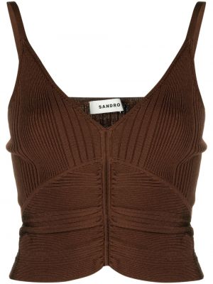 Plisserade crop top i stickad Sandro brun