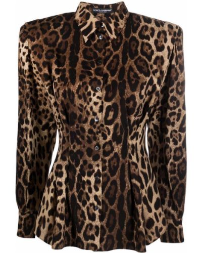 Camisa con estampado leopardo Dolce & Gabbana marrón