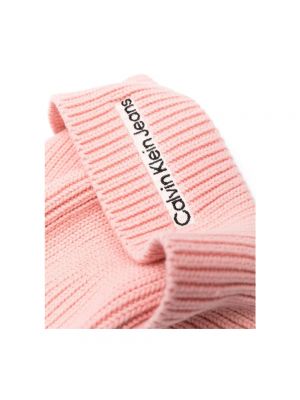 Czapka bawełniana wsuwana Calvin Klein Jeans różowa