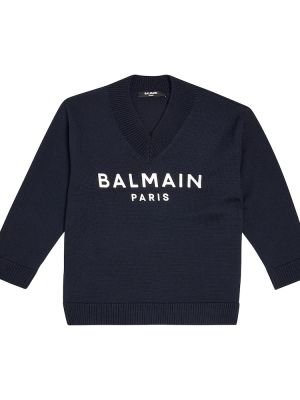 Bomull ull strikkegenser for gutter Balmain Kids blå