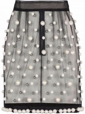 Przezroczysta spódnica z perełkami Dolce And Gabbana czarna