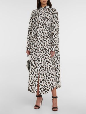 Bavlnené midi šaty s potlačou s leopardím vzorom Alaã¯a