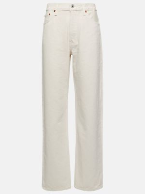 Straight fit džíny s vysokým pasem Re/done bílé