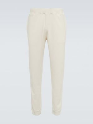 Памучни спортни панталони Sunspel бяло