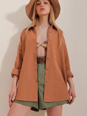 Koszula Trend Alaçatı Stili brązowa