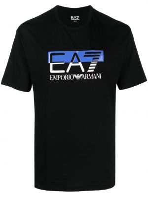 Bavlněné tričko s potiskem Ea7 Emporio Armani černé