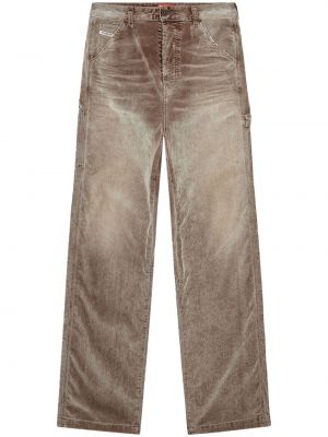 Straight leg jeans di velluto a coste Diesel marrone