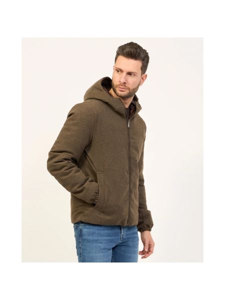 Abrigo de invierno con capucha reversible Yes Zee marrón