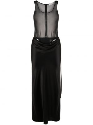 Hodvábne saténové dlouhé šaty Christopher Esber čierna