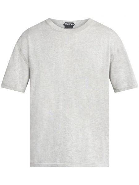 Bavlněné tričko s kulatým výstřihem Tom Ford šedé