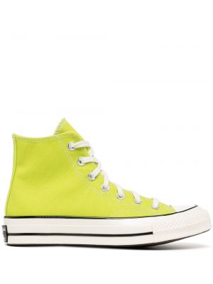 Парусиновые высокие кроссовки винтажные на шпильке Converse, зеленый