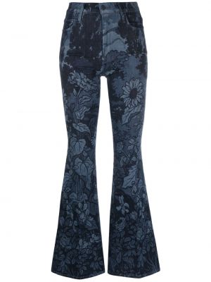 Trykt floral høy midje flared jeans Mother blå