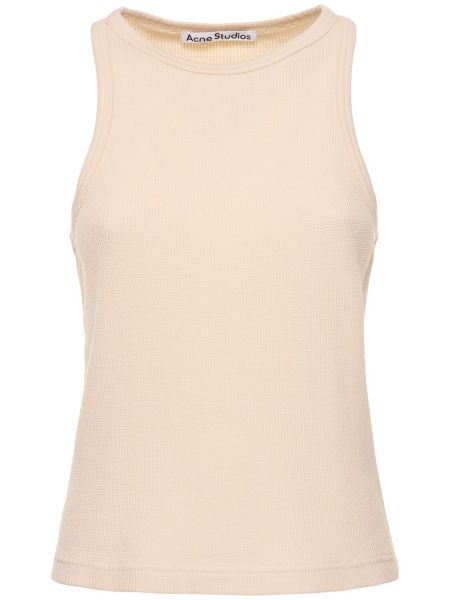 Top sin mangas de algodón de tela jersey Acne Studios beige