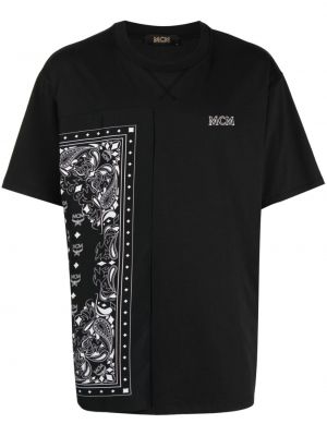 Koszulka bawełniana z nadrukiem Mcm czarna