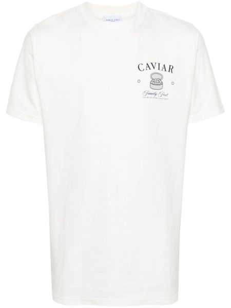 Βαμβακερή μπλούζα με σχέδιο Family First λευκό