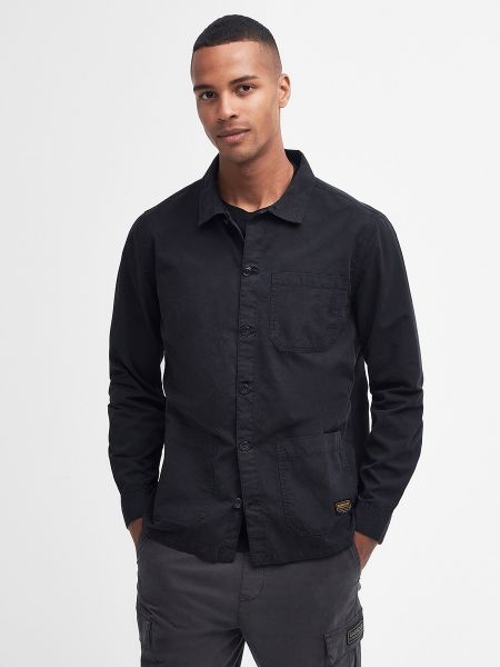 Camisa de algodón con bolsillos Barbour negro