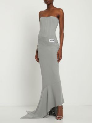 Šifonové dlouhé šaty Dolce & Gabbana sivá