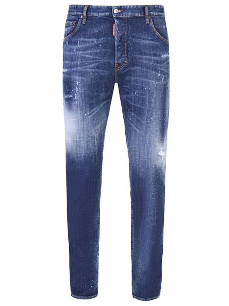 Хлопковые джинсы скинни слим Dsquared2 синие