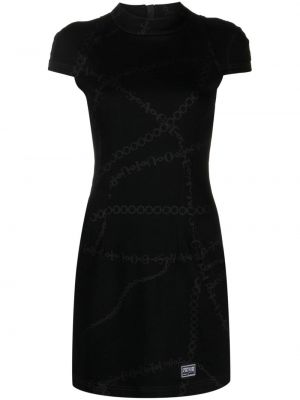 Мини рокля с принт Versace Jeans Couture черно