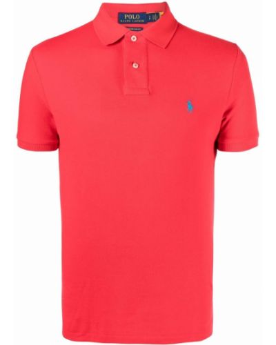 Polo majica s vezom Polo Ralph Lauren crvena