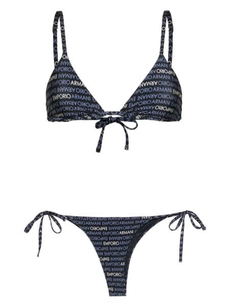 Baskılı bikini Emporio Armani mavi