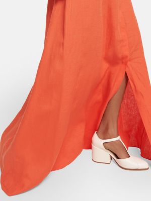 Ľanové dlouhé šaty Gabriela Hearst oranžová