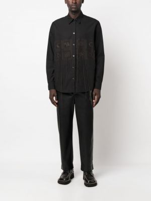 Medvilninė siuvinėta marškiniai Nanushka juoda